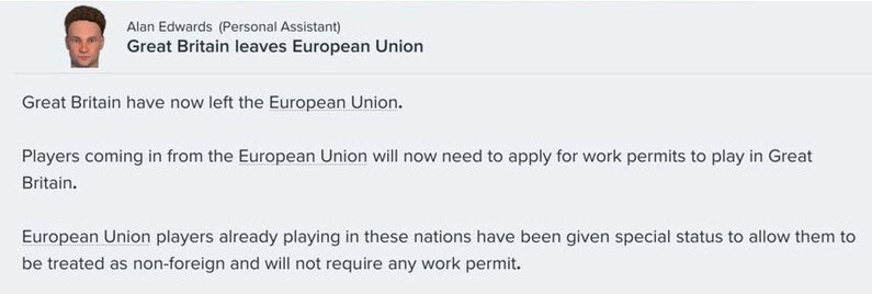 Football Manager 2017 Brexit
