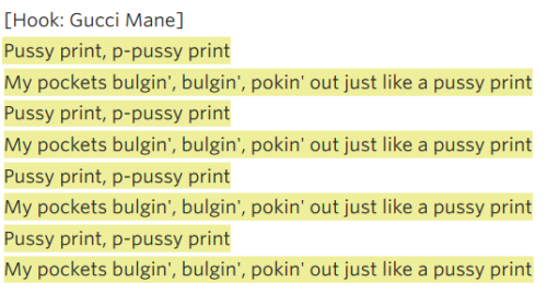 pussy print lyrics - gucci mane and Kanye West
