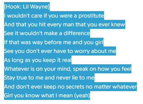 Lil Wayne - Prostitute Flange Lyrics